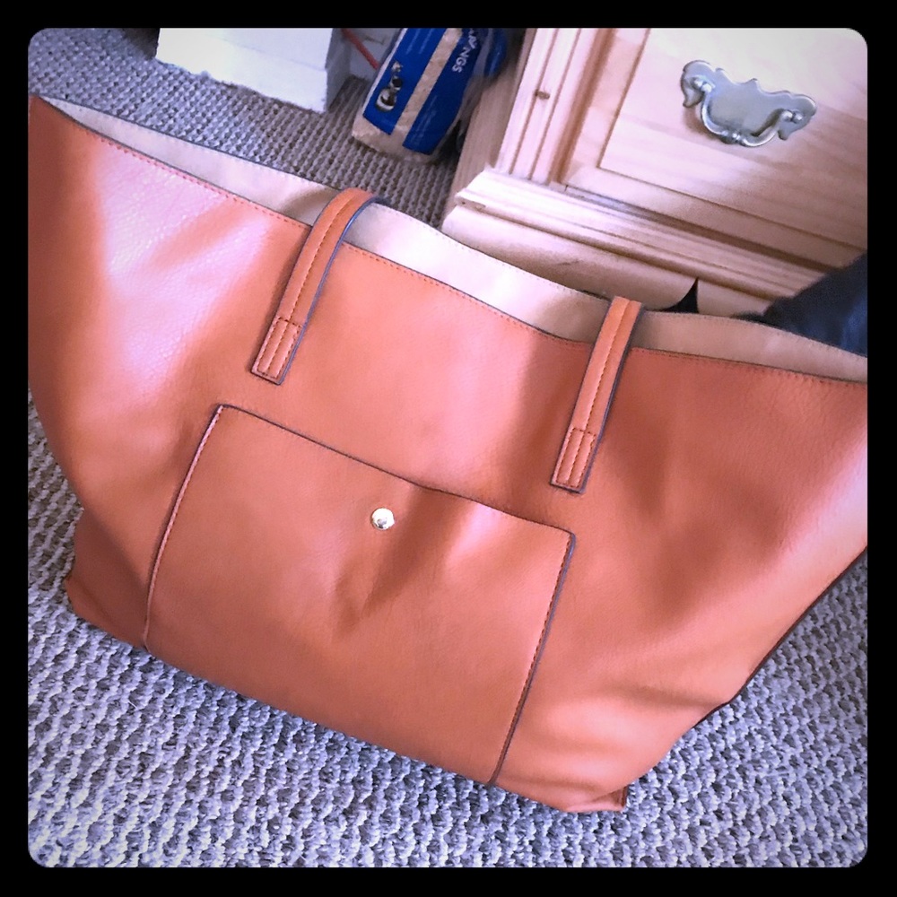 Faux leather tote